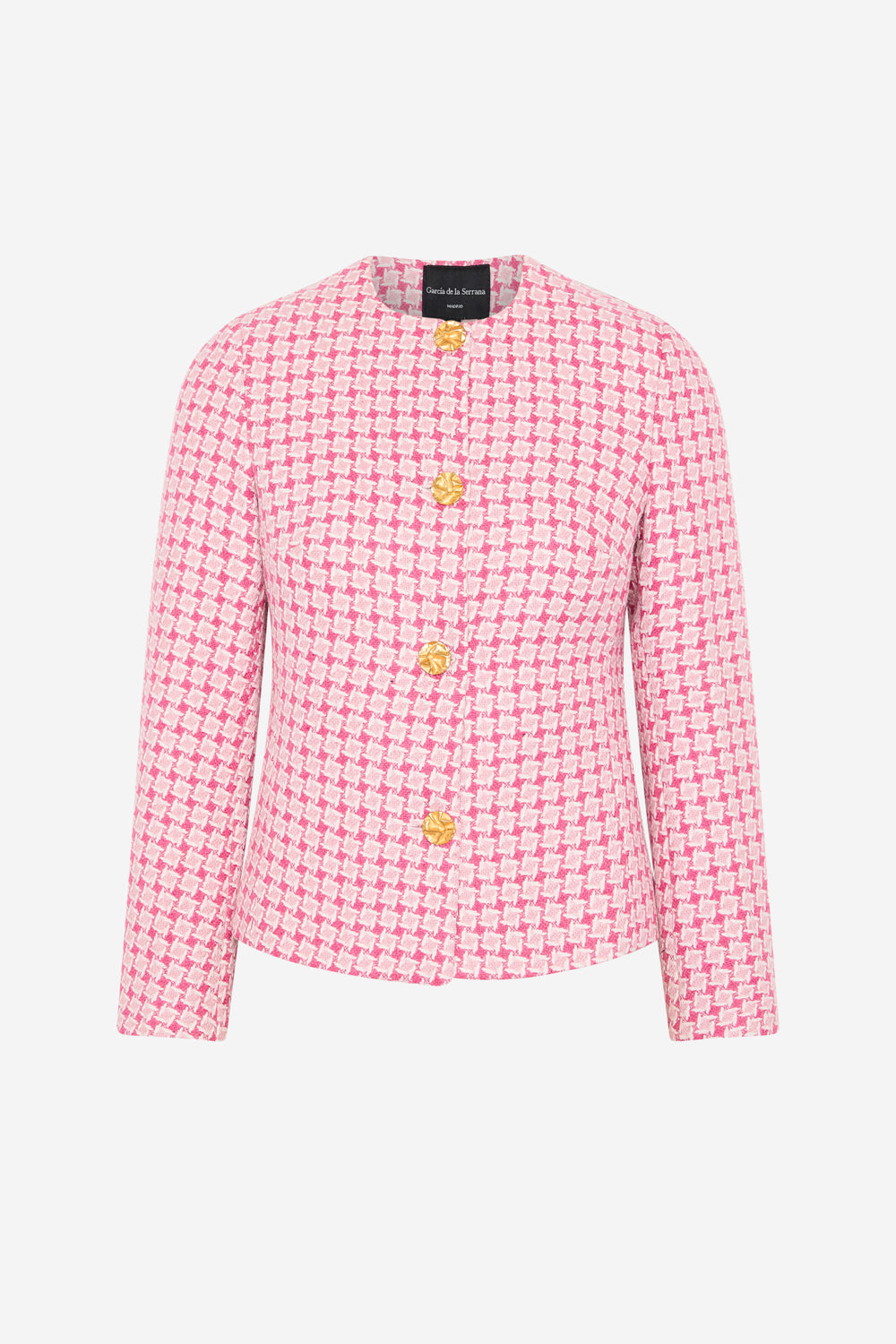 Chaqueta Coco – Elegancia atemporal en tweed rosa