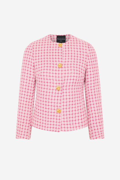Chaqueta Coco – Elegancia atemporal en tweed rosa