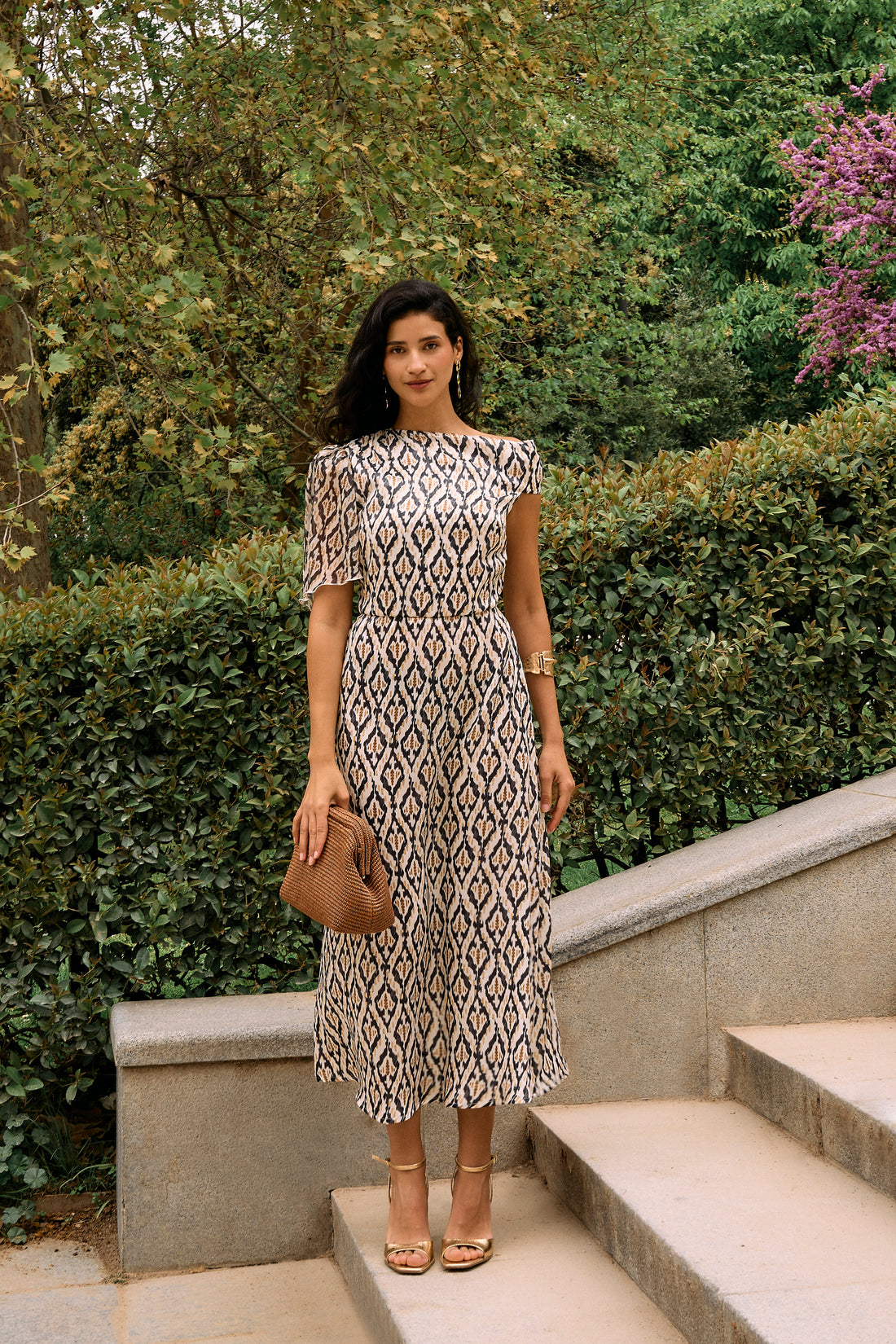 Vestido midi negro elegante mujer | Robe Azucena Negro